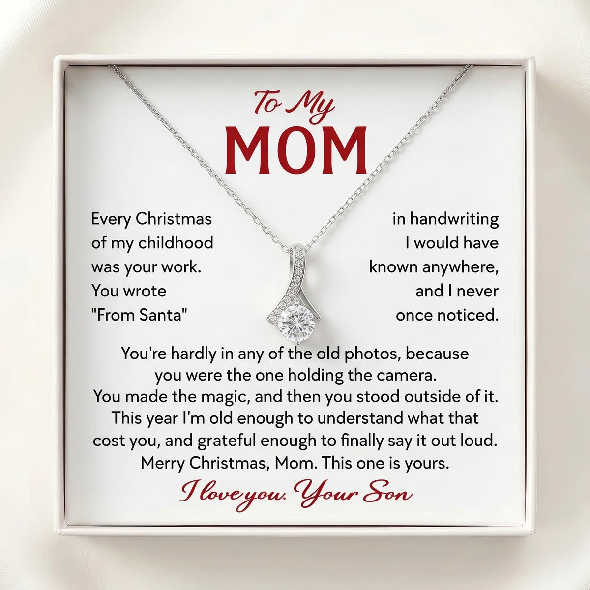Alluring Beauty Necklace for Mom – "You Made the Magic" Christmas Gift from Son with Message Card - The Love Sparkle