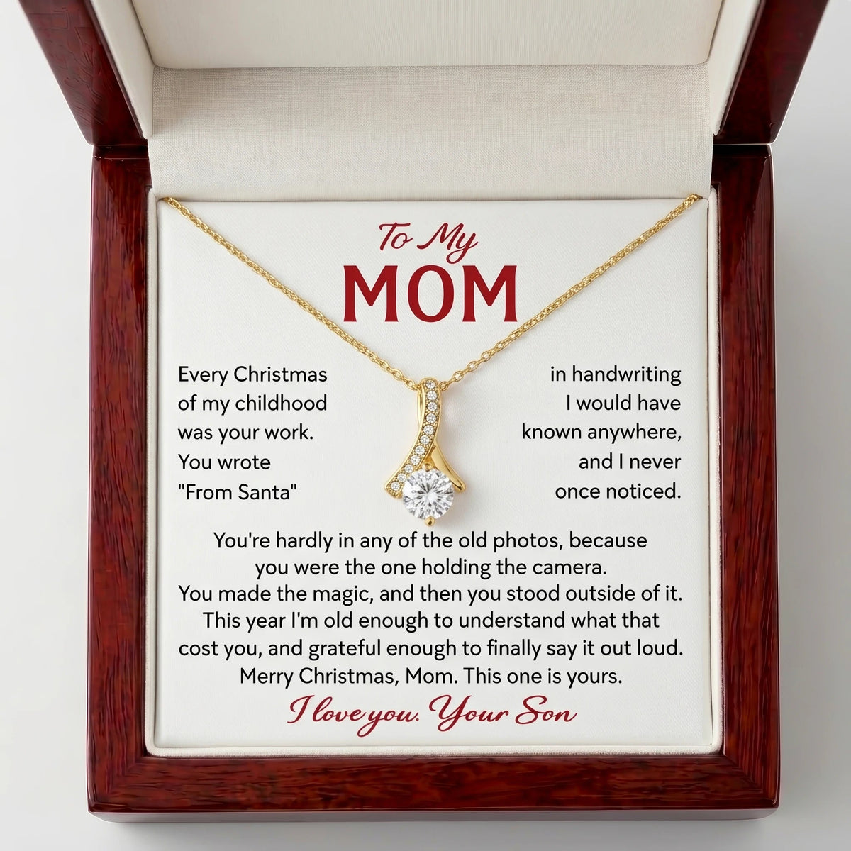 Alluring Beauty Necklace for Mom – "You Made the Magic" Christmas Gift from Son with Message Card - The Love Sparkle