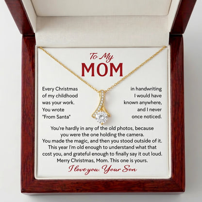 Alluring Beauty Necklace for Mom – "You Made the Magic" Christmas Gift from Son with Message Card - The Love Sparkle