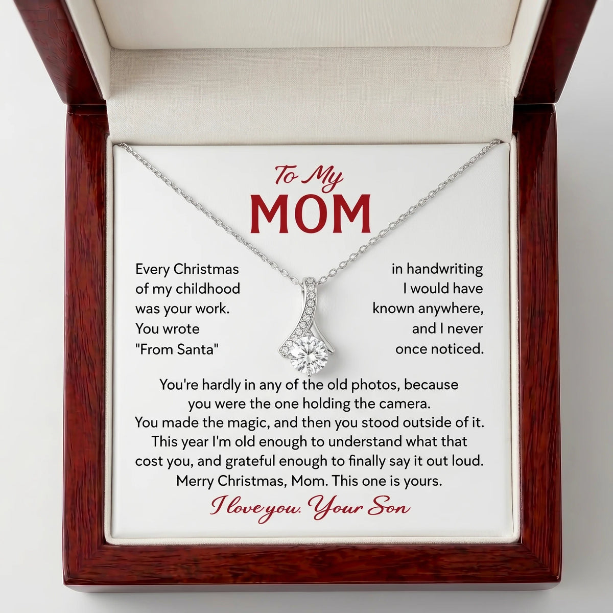 Alluring Beauty Necklace for Mom – "You Made the Magic" Christmas Gift from Son with Message Card - The Love Sparkle