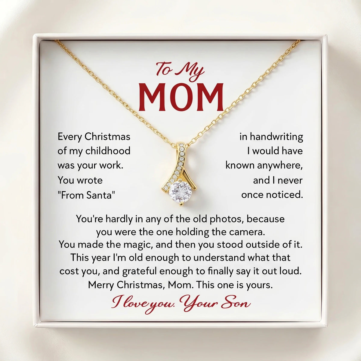 Alluring Beauty Necklace for Mom – "You Made the Magic" Christmas Gift from Son with Message Card - The Love Sparkle