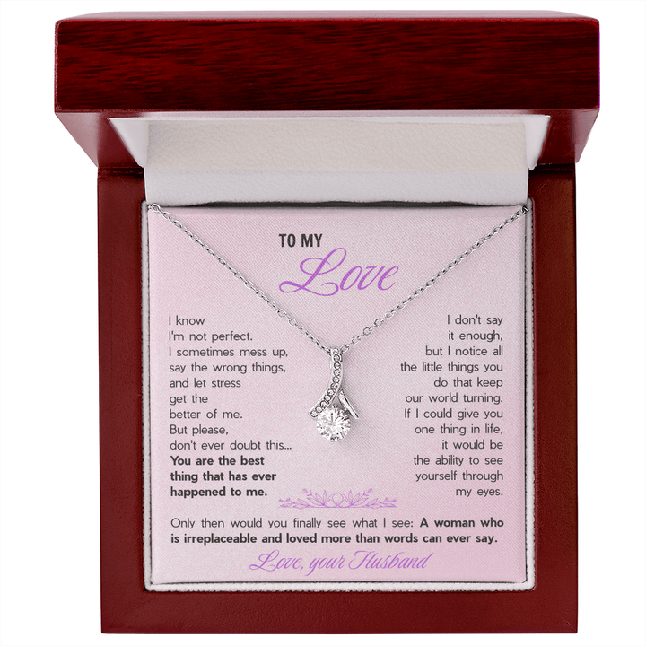 Alluring Beauty Necklace for Wife - Sentimental Gift from Husband with "You're The Best Thing" Message Card - The Love Sparkle
