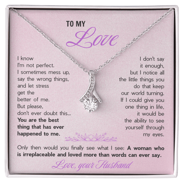 Alluring Beauty Necklace for Wife - Sentimental Gift from Husband with "You're The Best Thing" Message Card - The Love Sparkle