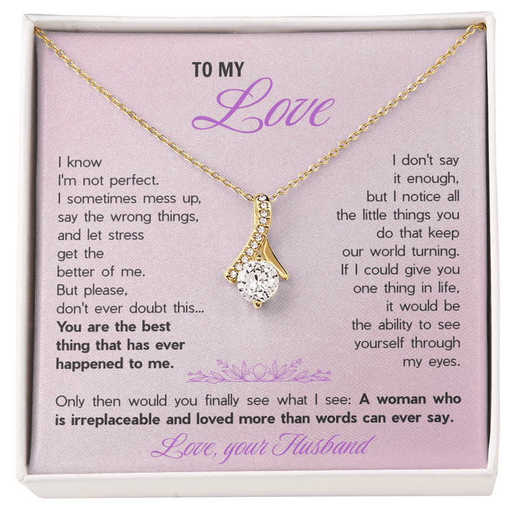 Alluring Beauty Necklace for Wife - Sentimental Gift from Husband with "You're The Best Thing" Message Card - The Love Sparkle