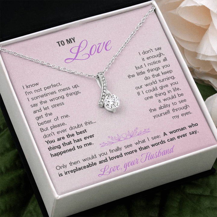 Alluring Beauty Necklace for Wife - Sentimental Gift from Husband with "You're The Best Thing" Message Card - The Love Sparkle
