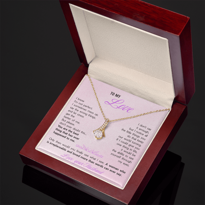 Alluring Beauty Necklace for Wife - Sentimental Gift from Husband with "You're The Best Thing" Message Card - The Love Sparkle