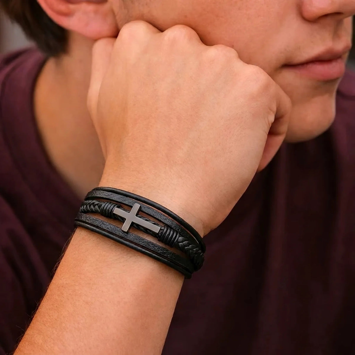 "Always My Little Boy" Men's Cross Bracelet - Meaningful Gift From Mom - The Love Sparkle