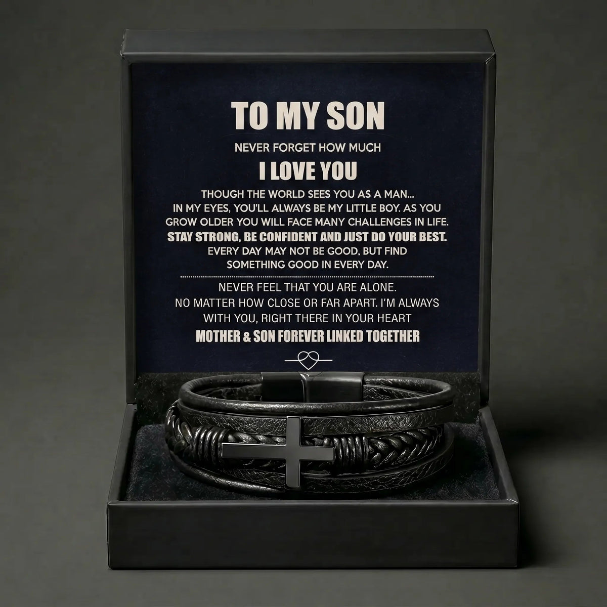 "Always My Little Boy" Men's Cross Bracelet - Meaningful Gift From Mom - The Love Sparkle