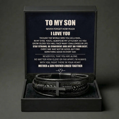 "Always My Little Boy" Men's Cross Bracelet - Meaningful Gift From Mom - The Love Sparkle