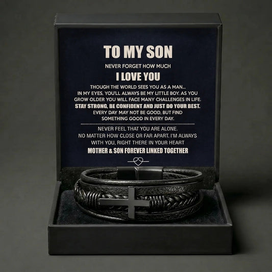 "Always My Little Boy" Men's Cross Bracelet - Meaningful Gift From Mom - The Love Sparkle