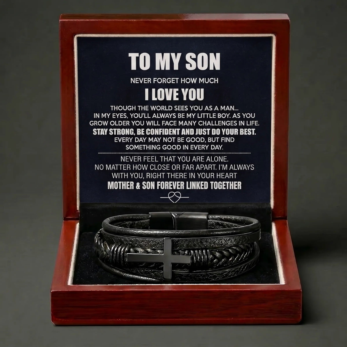 "Always My Little Boy" Men's Cross Bracelet - Meaningful Gift From Mom - The Love Sparkle