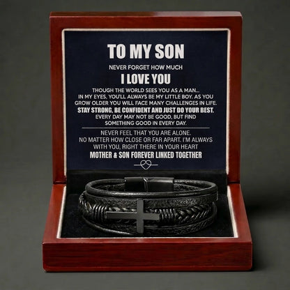"Always My Little Boy" Men's Cross Bracelet - Meaningful Gift From Mom - The Love Sparkle