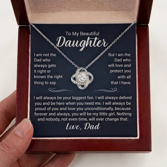 "Always My Little Girl" Love Knot Necklace - Meaningful Gift From Dad To Daughter - The Love Sparkle