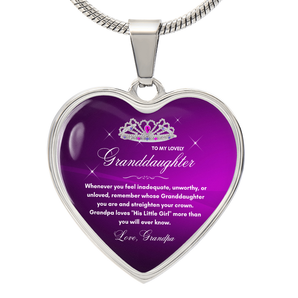Grandpa to Granddaughter Gift - "His Little Girl" Luxury Heart Necklace with Empowering Message