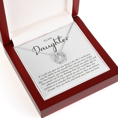 To My Daughter Lucky In Love Necklace from Dad – Braver, Stronger & Loved More Than You Know