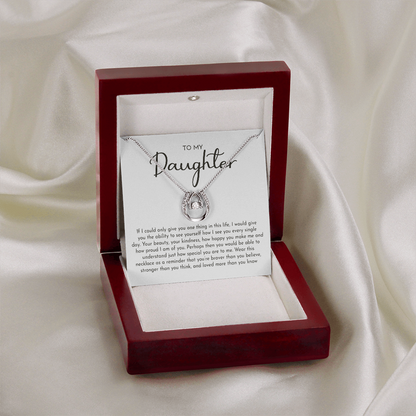 To My Daughter Lucky In Love Necklace from Dad – Braver, Stronger & Loved More Than You Know