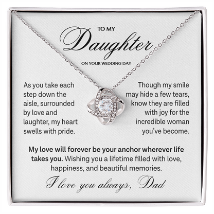 "To My Daughter On Your Wedding Day" Love Knot Necklace – Meaningful Gift from Dad to Bride