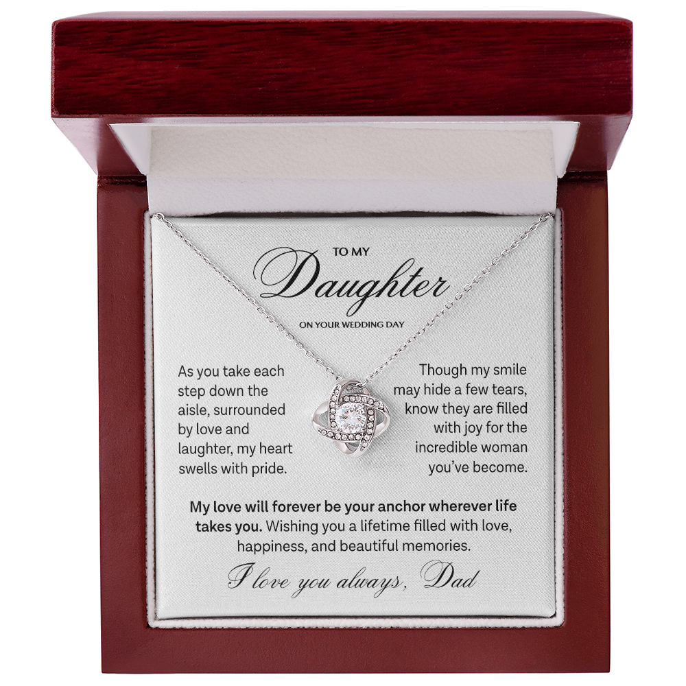 "To My Daughter On Your Wedding Day" Love Knot Necklace – Meaningful Gift from Dad to Bride