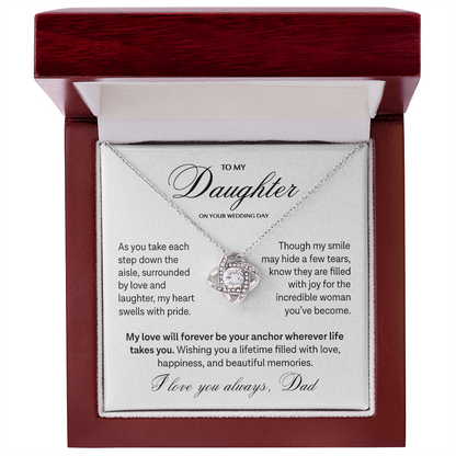 "To My Daughter On Your Wedding Day" Love Knot Necklace – Meaningful Gift from Dad to Bride
