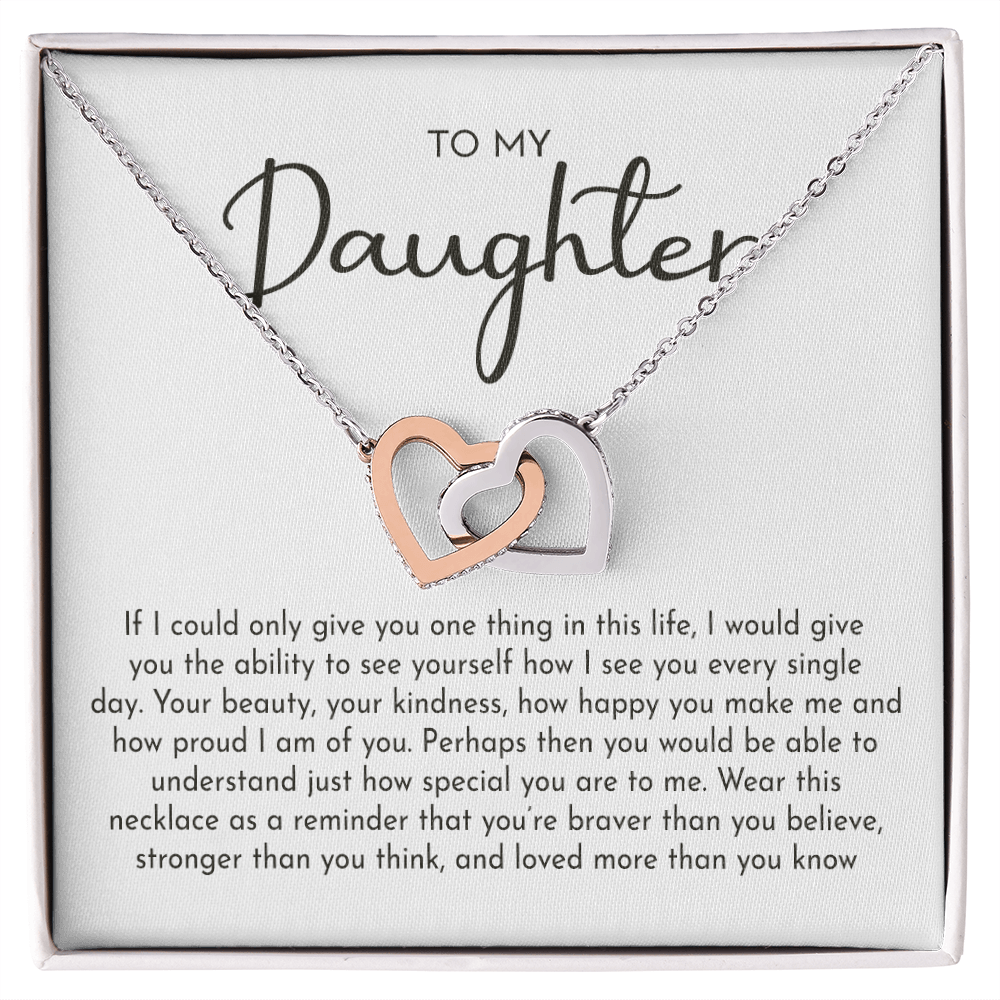 "To My Beautiful Daughter" Interlocking Hearts Necklace – Meaningful Gift from Dad for Birthday, Graduation & Any Occasion