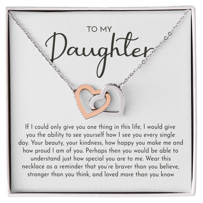 "To My Beautiful Daughter" Interlocking Hearts Necklace – Meaningful Gift from Dad for Birthday, Graduation & Any Occasion