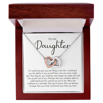 "To My Beautiful Daughter" Interlocking Hearts Necklace – Meaningful Gift from Dad for Birthday, Graduation & Any Occasion