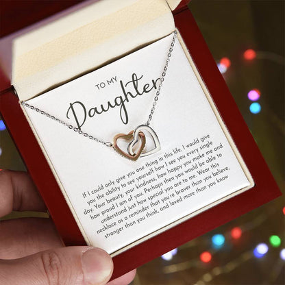 "To My Beautiful Daughter" Interlocking Hearts Necklace – Meaningful Gift from Dad for Birthday, Graduation & Any Occasion