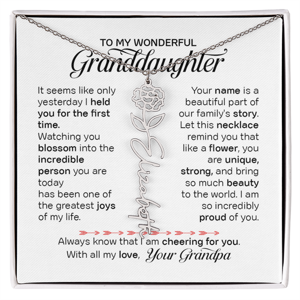 To My Granddaughter - Personalized Birth Flower Name Necklace