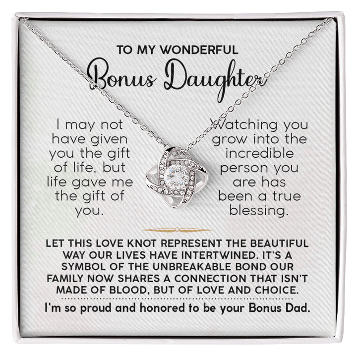 Bonus Daughter Gift from Dad - "Life Gave Me You" Love Knot - The Love Sparkle