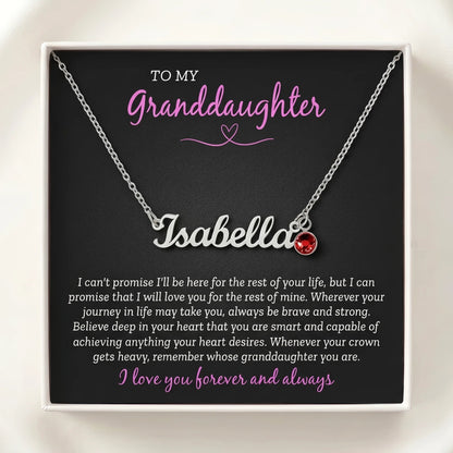 Custom Name Necklace with Birthstone – To My Granddaughter, Loved Forever & Always - The Love Sparkle
