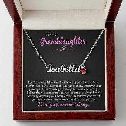 Custom Name Necklace with Birthstone – To My Granddaughter, Loved Forever & Always - The Love Sparkle