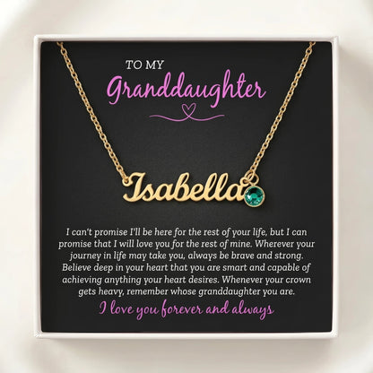 Custom Name Necklace with Birthstone – To My Granddaughter, Loved Forever & Always - The Love Sparkle