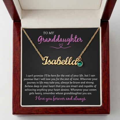 Custom Name Necklace with Birthstone – To My Granddaughter, Loved Forever & Always - The Love Sparkle