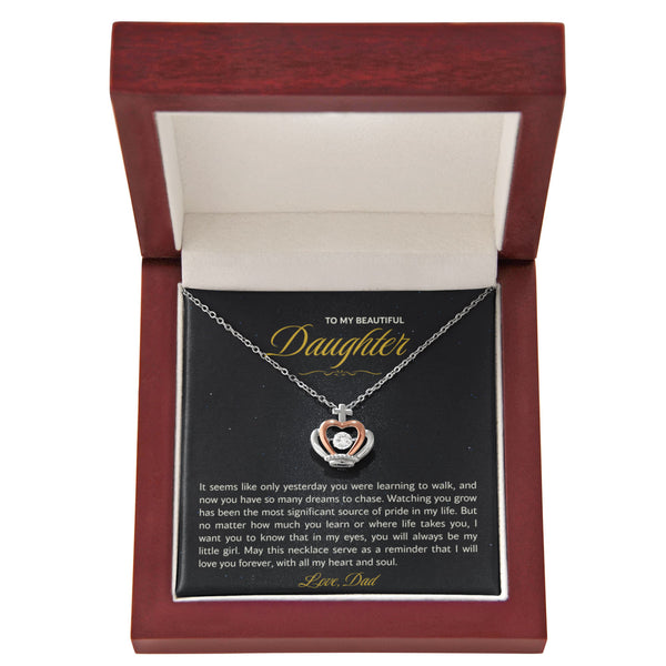 Daughter Necklace from Dad, Crown Pendant Gift for Daughter's Birthday, Graduation, Christmas - The Love Sparkle