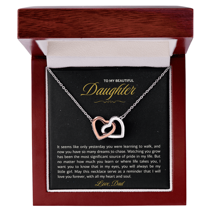 Daughter Necklace from Dad, Interlocking Hearts Gift for Birthday, Graduation, Christmas - The Love Sparkle