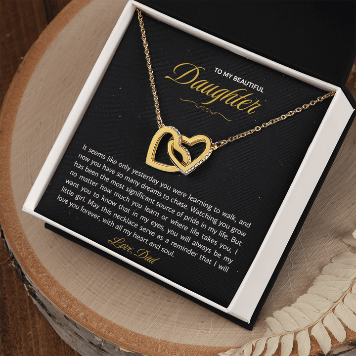 Daughter Necklace from Dad, Interlocking Hearts Gift for Birthday, Graduation, Christmas - The Love Sparkle