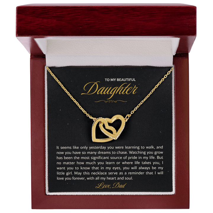 Daughter Necklace from Dad, Interlocking Hearts Gift for Birthday, Graduation, Christmas - The Love Sparkle