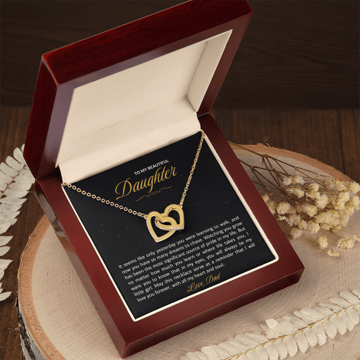 Daughter Necklace from Dad, Interlocking Hearts Gift for Birthday, Graduation, Christmas - The Love Sparkle