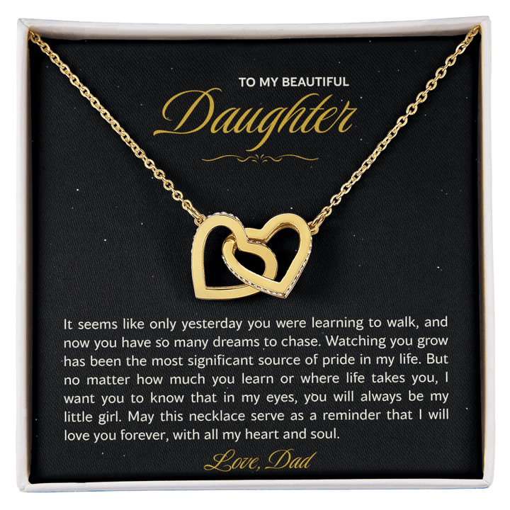 Daughter Necklace from Dad, Interlocking Hearts Gift for Birthday, Graduation, Christmas - The Love Sparkle