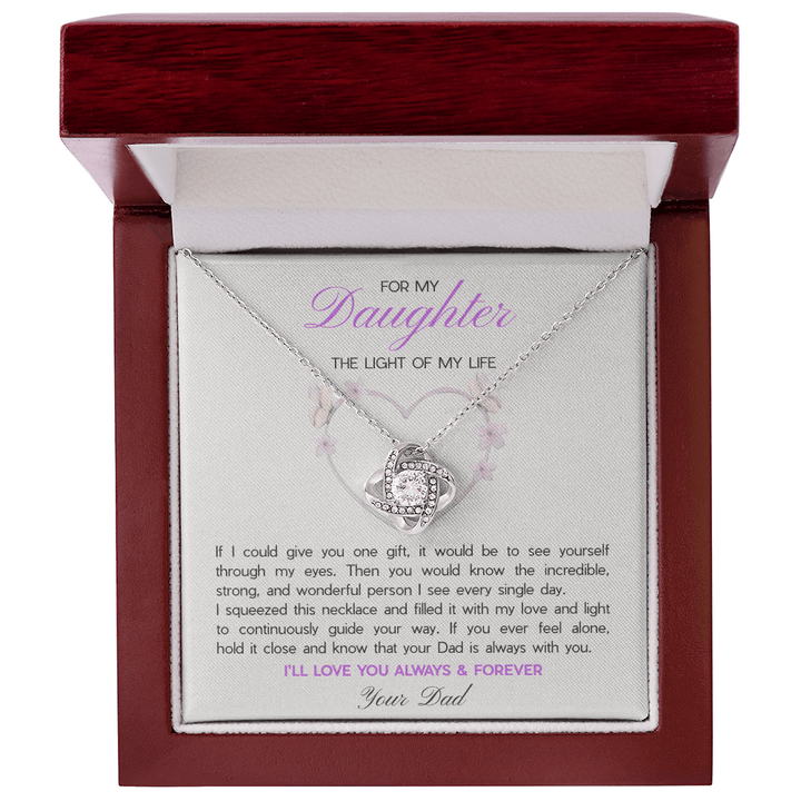 Daughter Necklace from Dad, Love Knot Gift for Birthday, Graduation, Sentimental Gift - The Love Sparkle