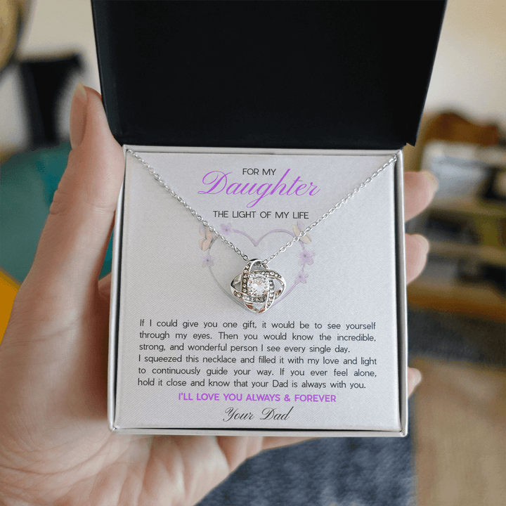 Daughter Necklace from Dad, Love Knot Gift for Birthday, Graduation, Sentimental Gift - The Love Sparkle