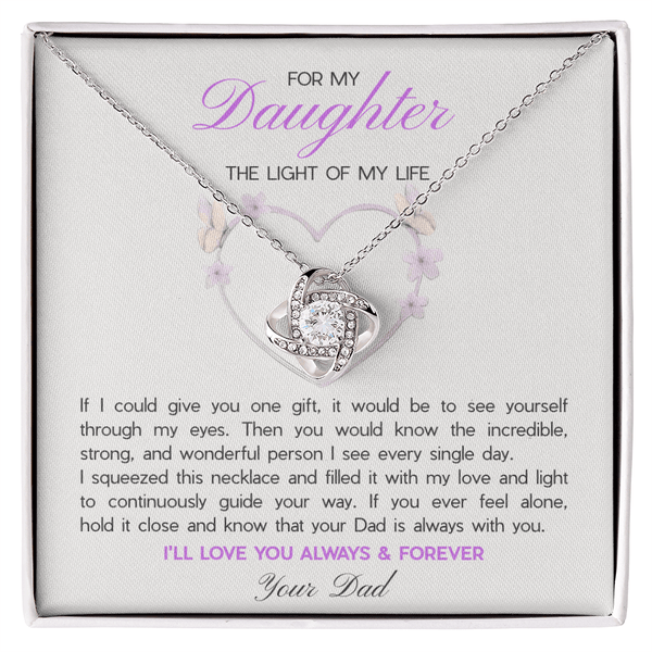 Daughter Necklace from Dad, Love Knot Gift for Birthday, Graduation, Sentimental Gift - The Love Sparkle