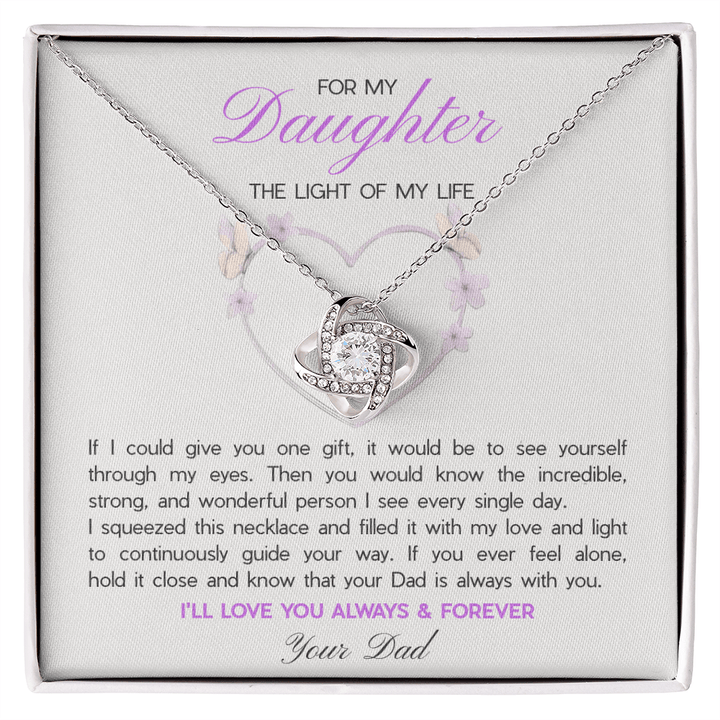 Daughter Necklace from Dad, Love Knot Gift for Birthday, Graduation, Sentimental Gift - The Love Sparkle
