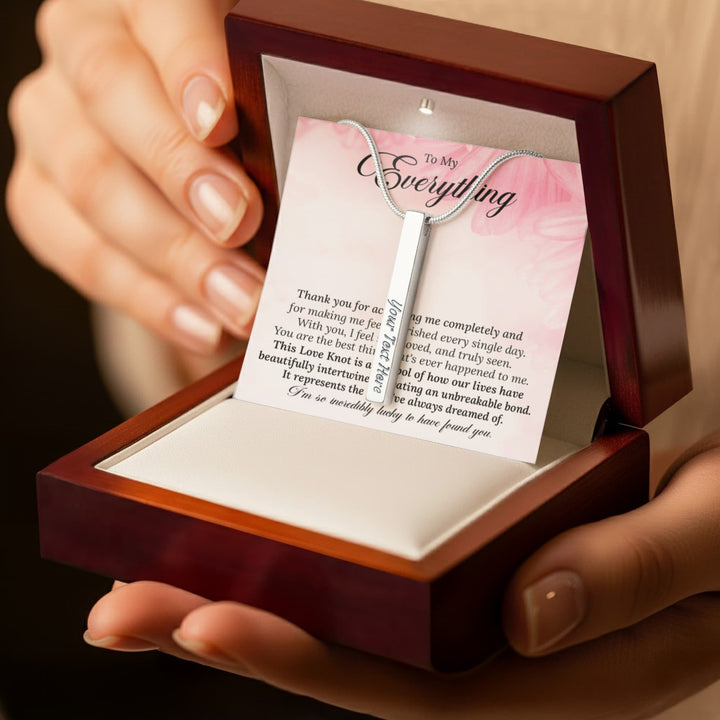 Engraved 4 - Sided Stick Necklace with POD Message Card - The Love Sparkle