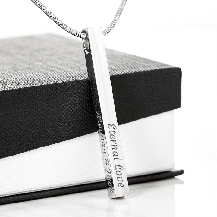 Engraved 4 - Sided Stick Necklace with POD Message Card - The Love Sparkle