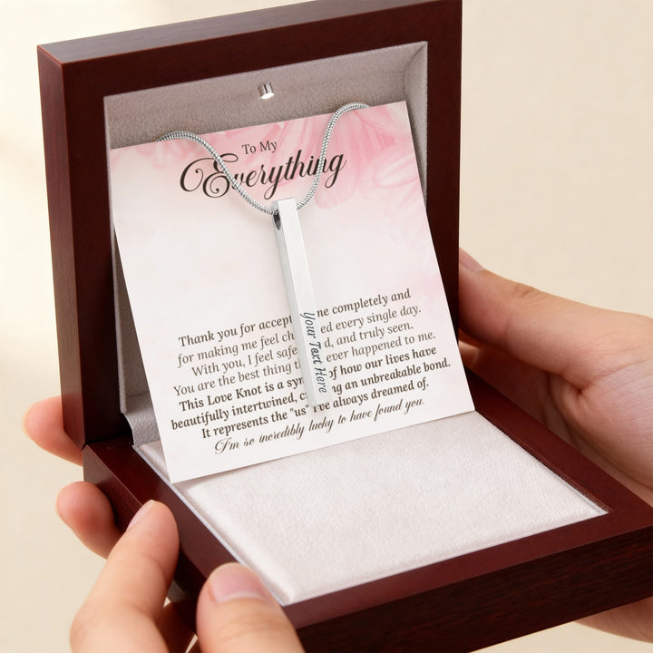 Engraved 4 - Sided Stick Necklace with POD Message Card - The Love Sparkle