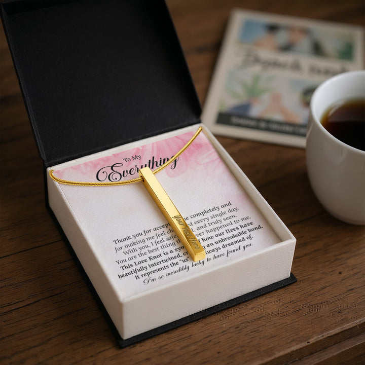 Engraved 4 - Sided Stick Necklace with POD Message Card - The Love Sparkle