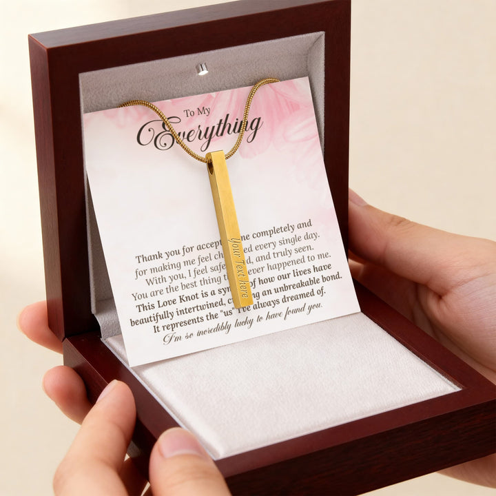 Engraved 4 - Sided Stick Necklace with POD Message Card - The Love Sparkle