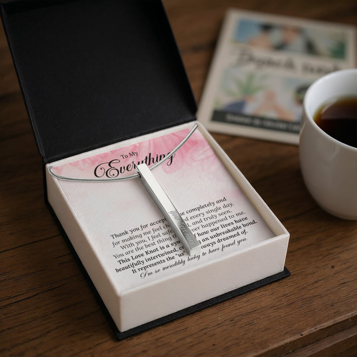 Engraved 4 - Sided Stick Necklace with POD Message Card - The Love Sparkle