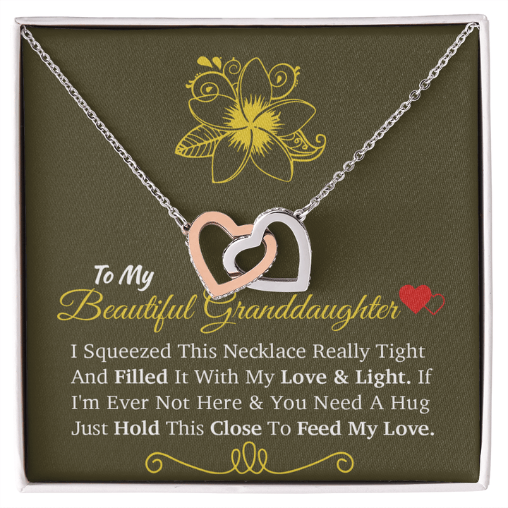 For My Beloved Granddaughter - Interlocking Hearts Necklace - A "Hug From Afar" Message - The Love Sparkle